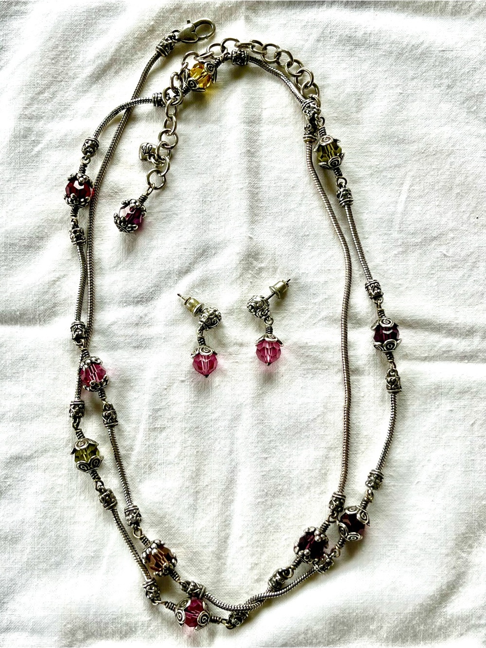 Brighton Bead Necklace and Earrings Set - Pink & Multicolor